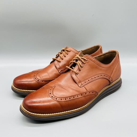 Cole Haan Shoes Mens 10 Brown Leather Grand OS Wingtip Oxford Dress Brogue main image 6